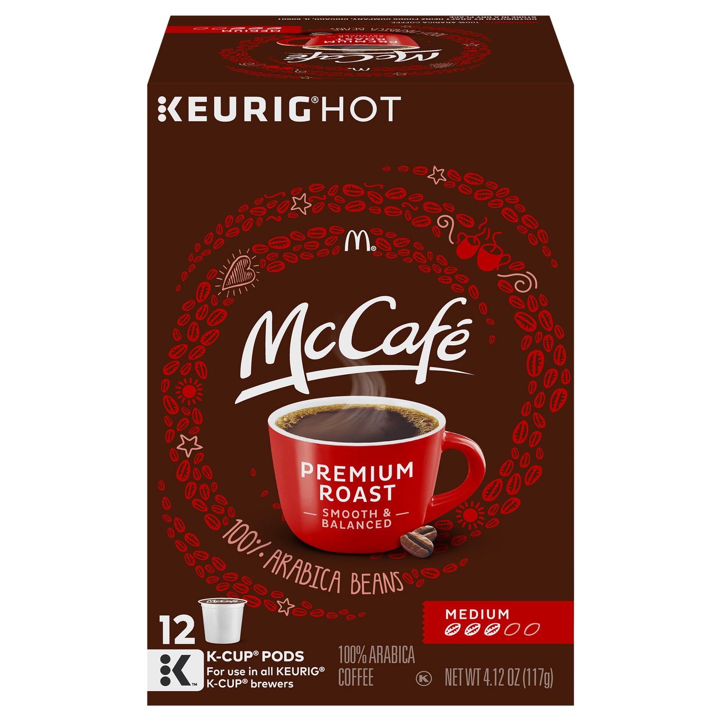 McCafe Premium Roast Medium Coffee K-Cup Pods, Caffeinated, 12 ct - 4.12 oz Box