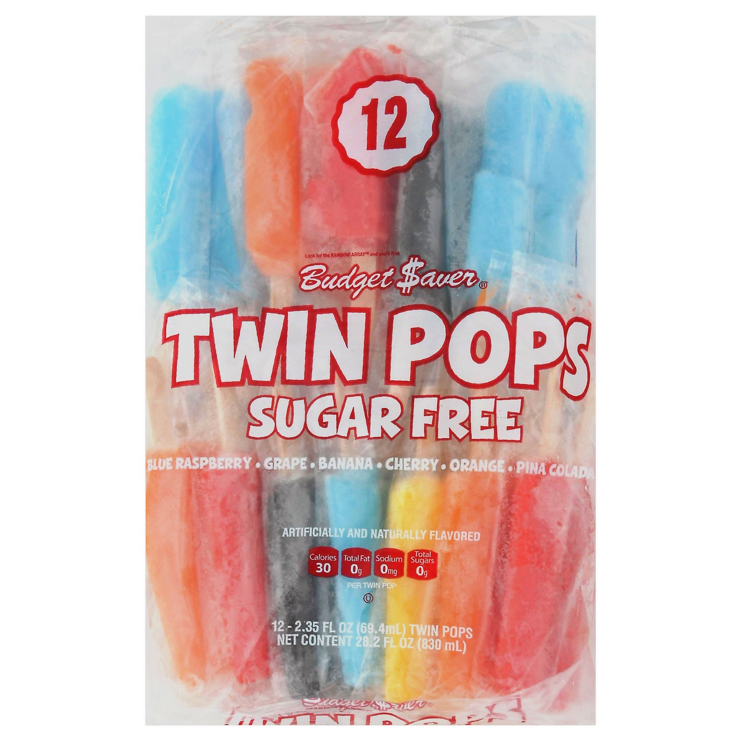 Budget Saver Sugar Free Assorted Twin Pops 12 Twin Pops 2.35 fl oz 12 ea