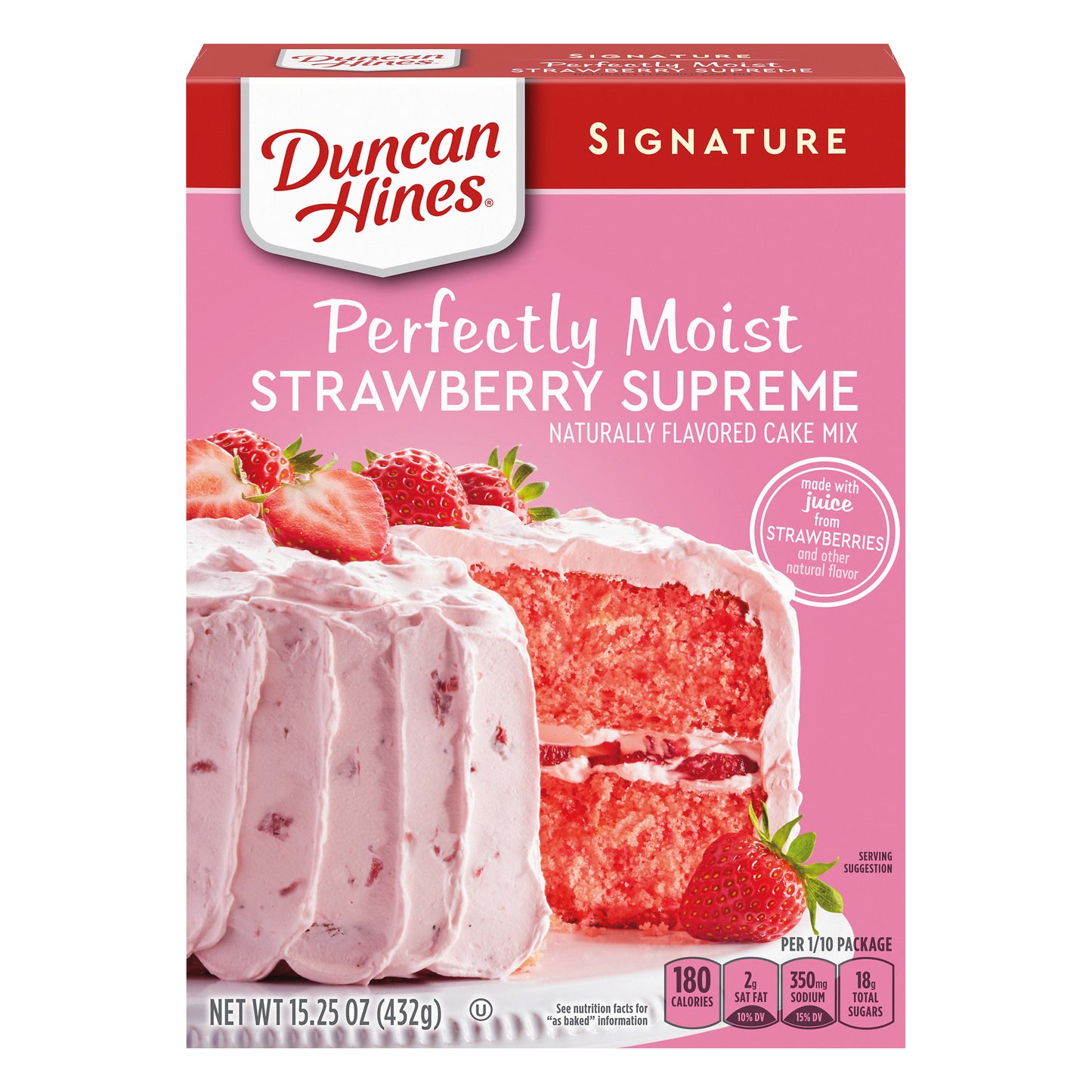 Duncan Hines Signature Perfectly Moist Strawberry Supreme Naturally Flavored Cake Mix, 15.25 OZ