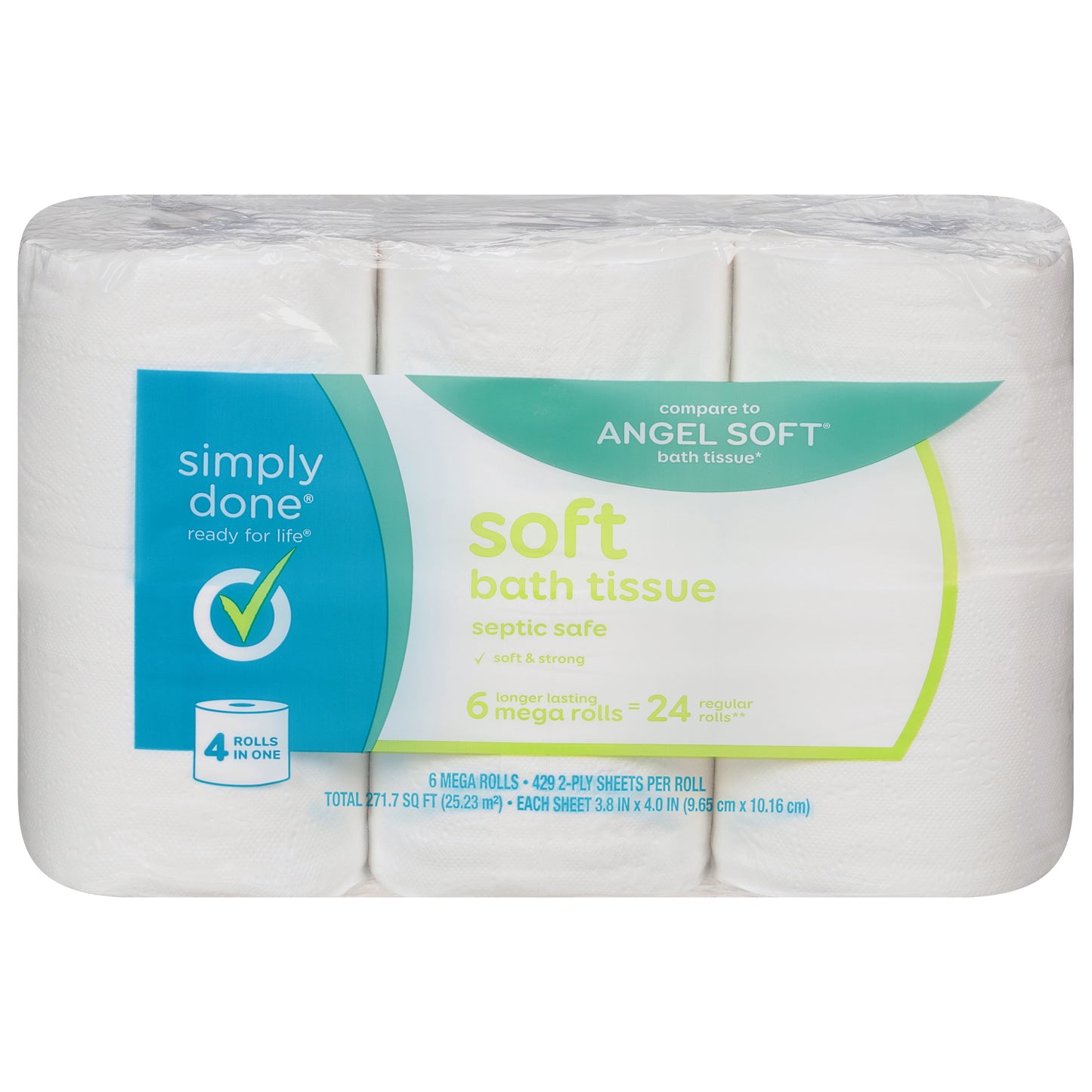 Simply Done 2-Ply Mega Rolls Soft Bath Tissue 6 ea