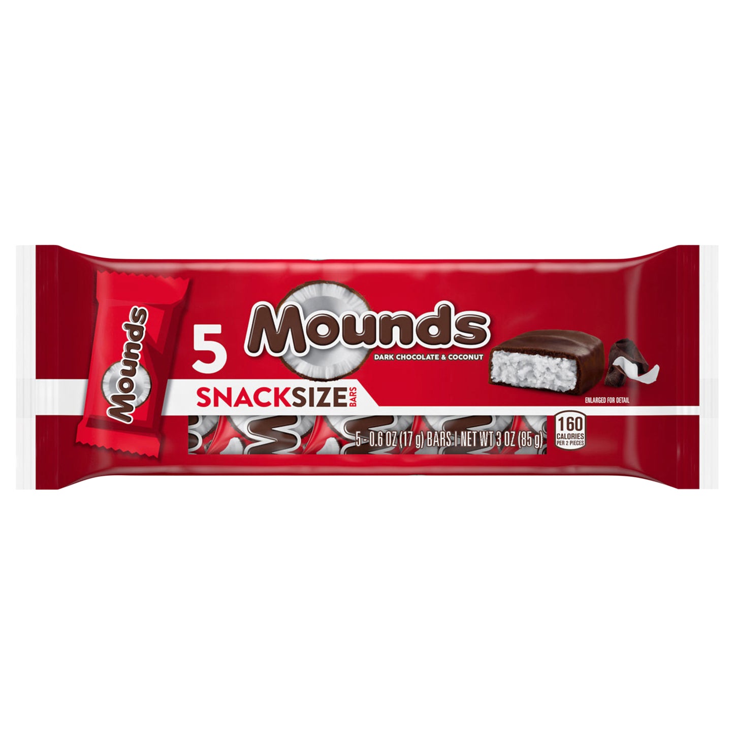 MOUNDS Dark Chocolate and Coconut Snack Size, Candy Bars, 0.6 oz (5 Count)