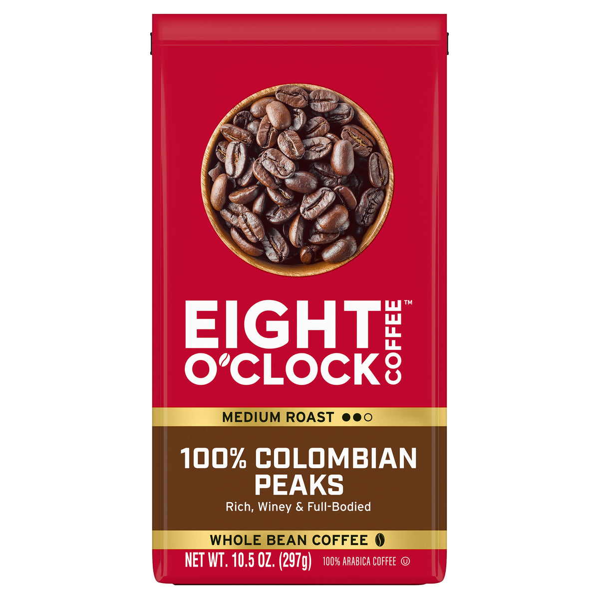 Eight O' Clock Colombian Peaks Whole Bean Coffee 10.5 oz