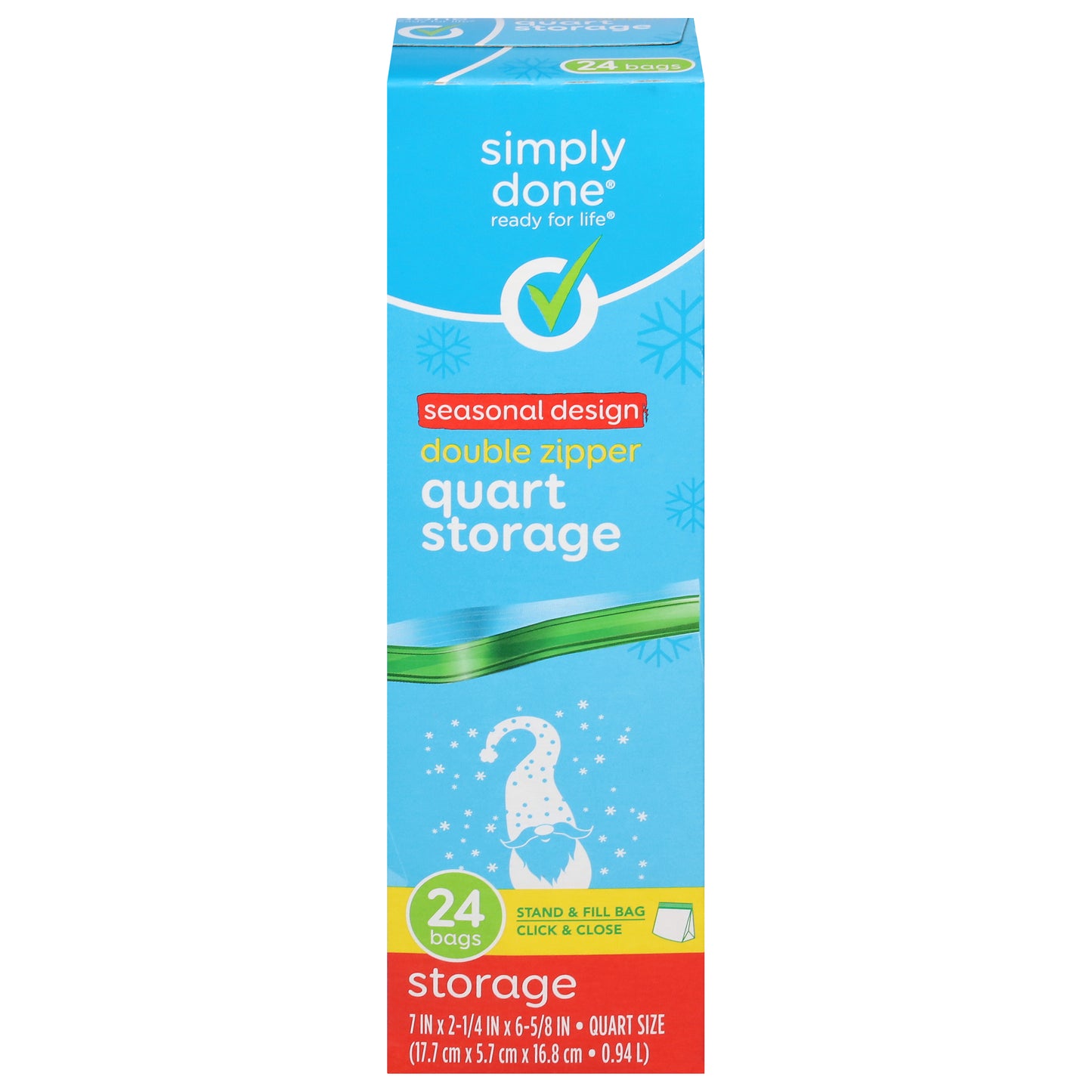 Simply Done Seasonal Design Double Zipper Quart Storage Bags 24 ea