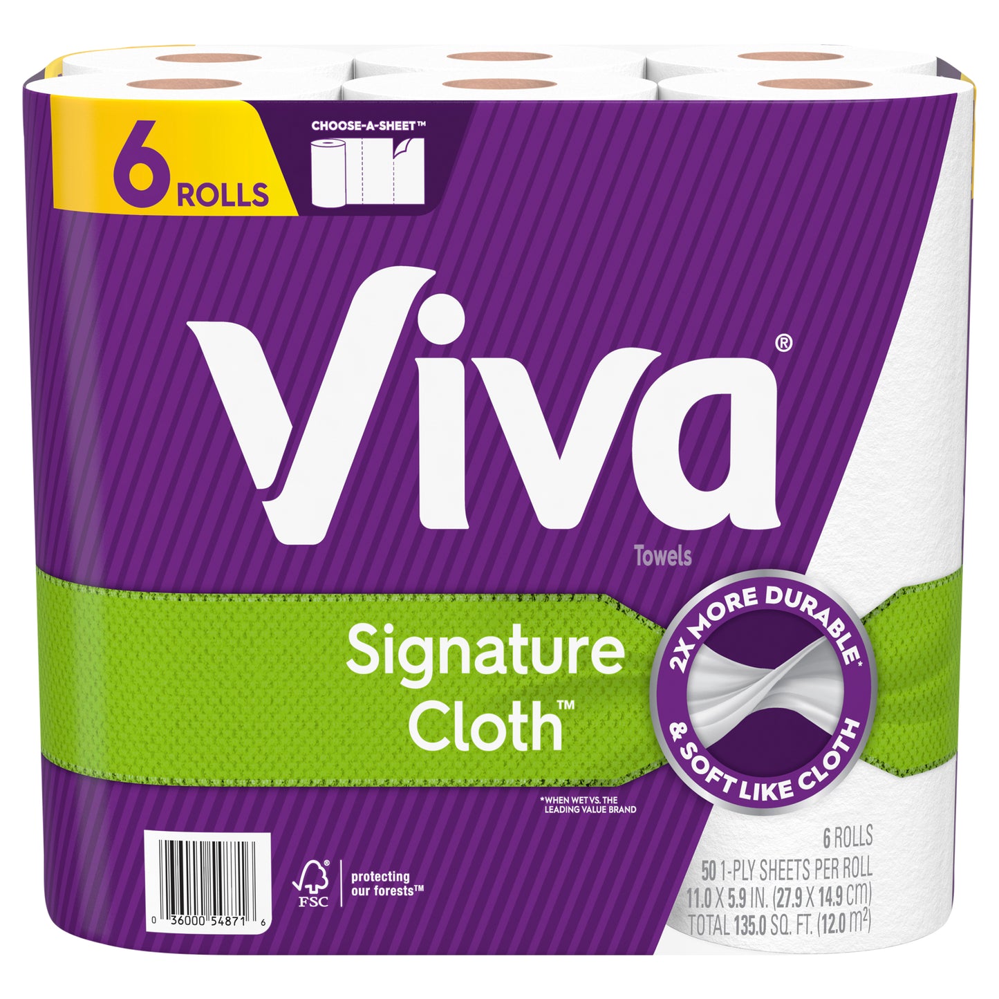 Viva Signature Cloth Paper Towels, Choose-A-Sheet - 6 Value Rolls (50 Sheets per Roll)