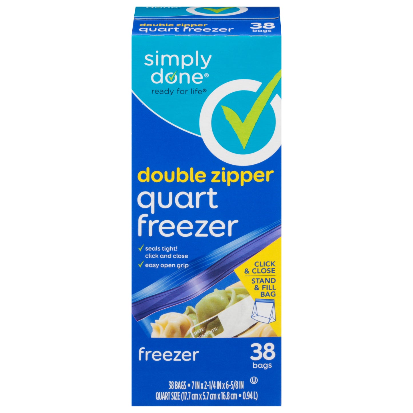 Simply Done Quart Size Double Zipper Freezer Bags 38 ea