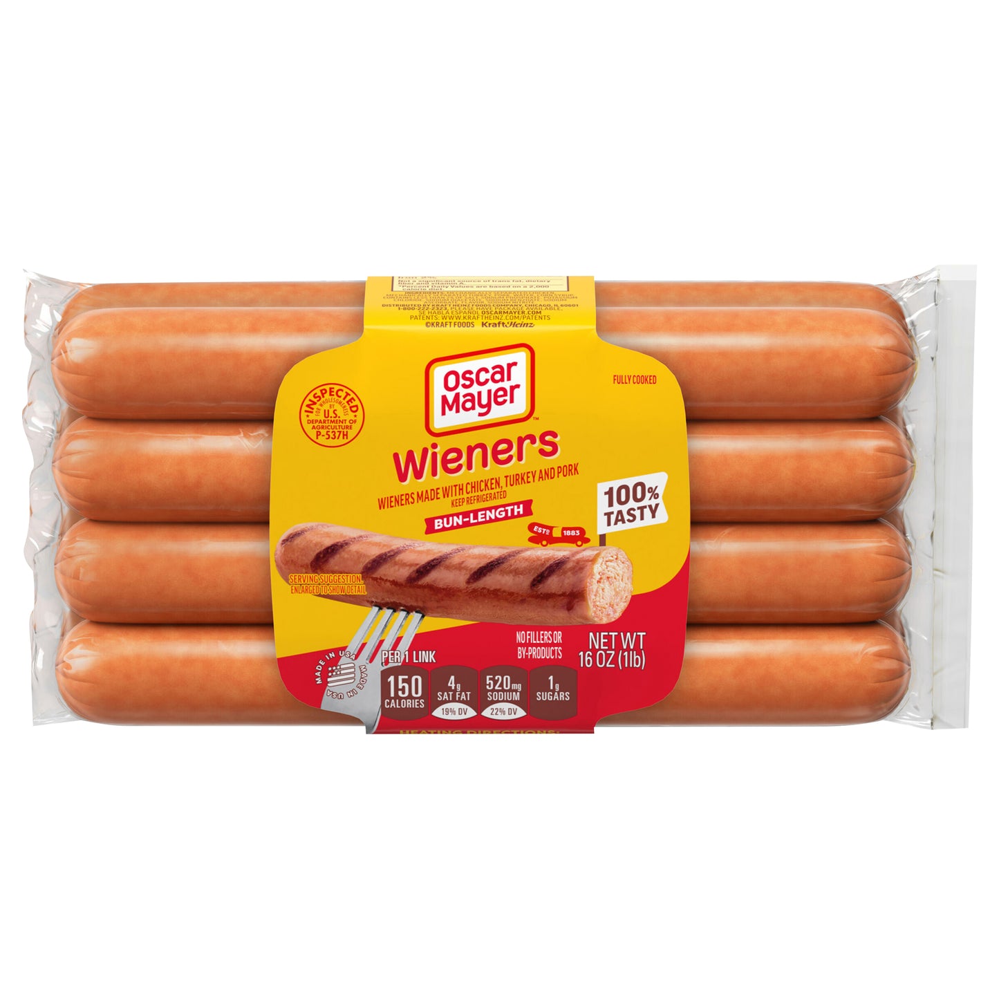 Oscar Mayer Uncured Bun-Length Wieners Hot Dogs, 8 ct. Pack