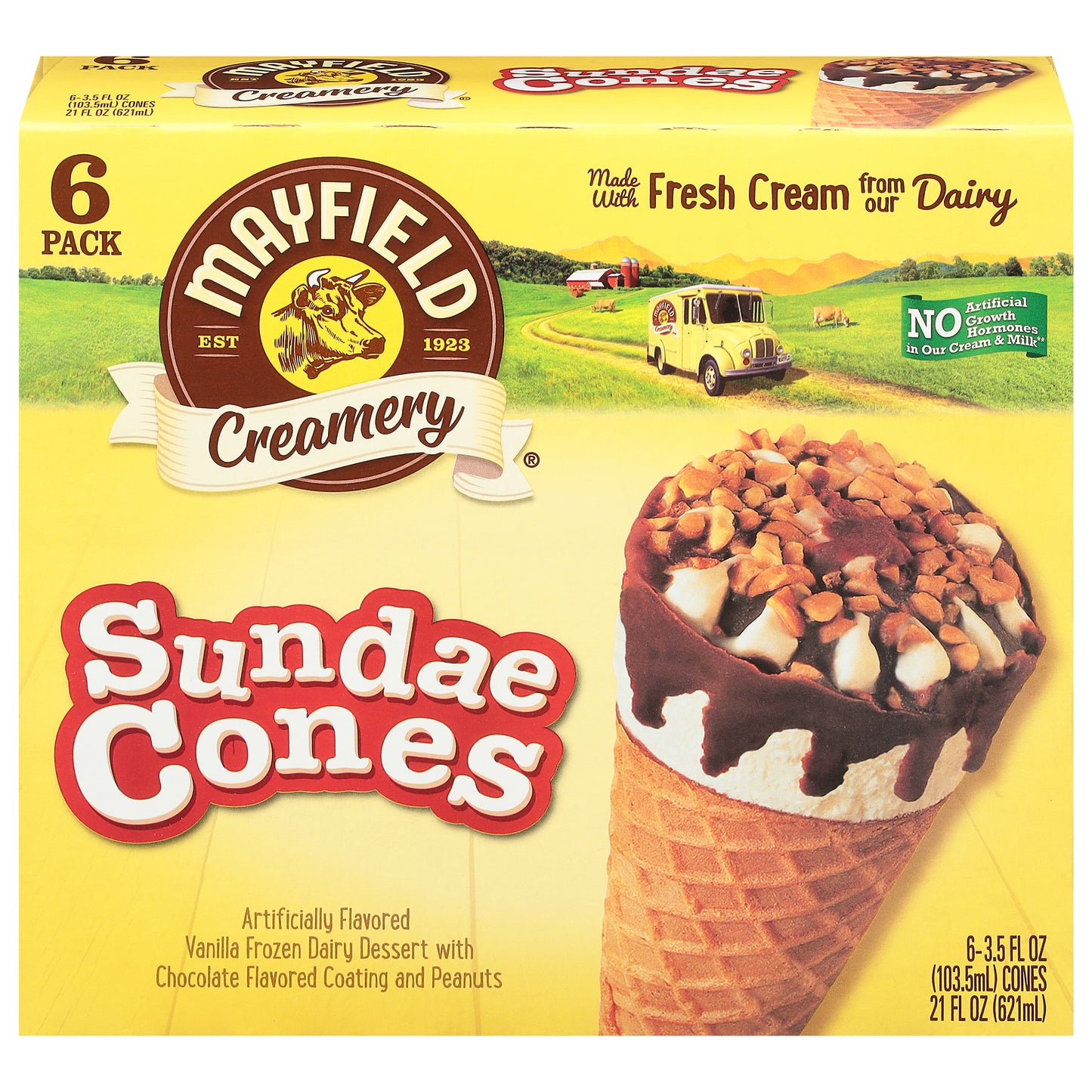 Mayfield Creamery Vanilla Sundae Cones 6 - 3.5 fl oz Packs