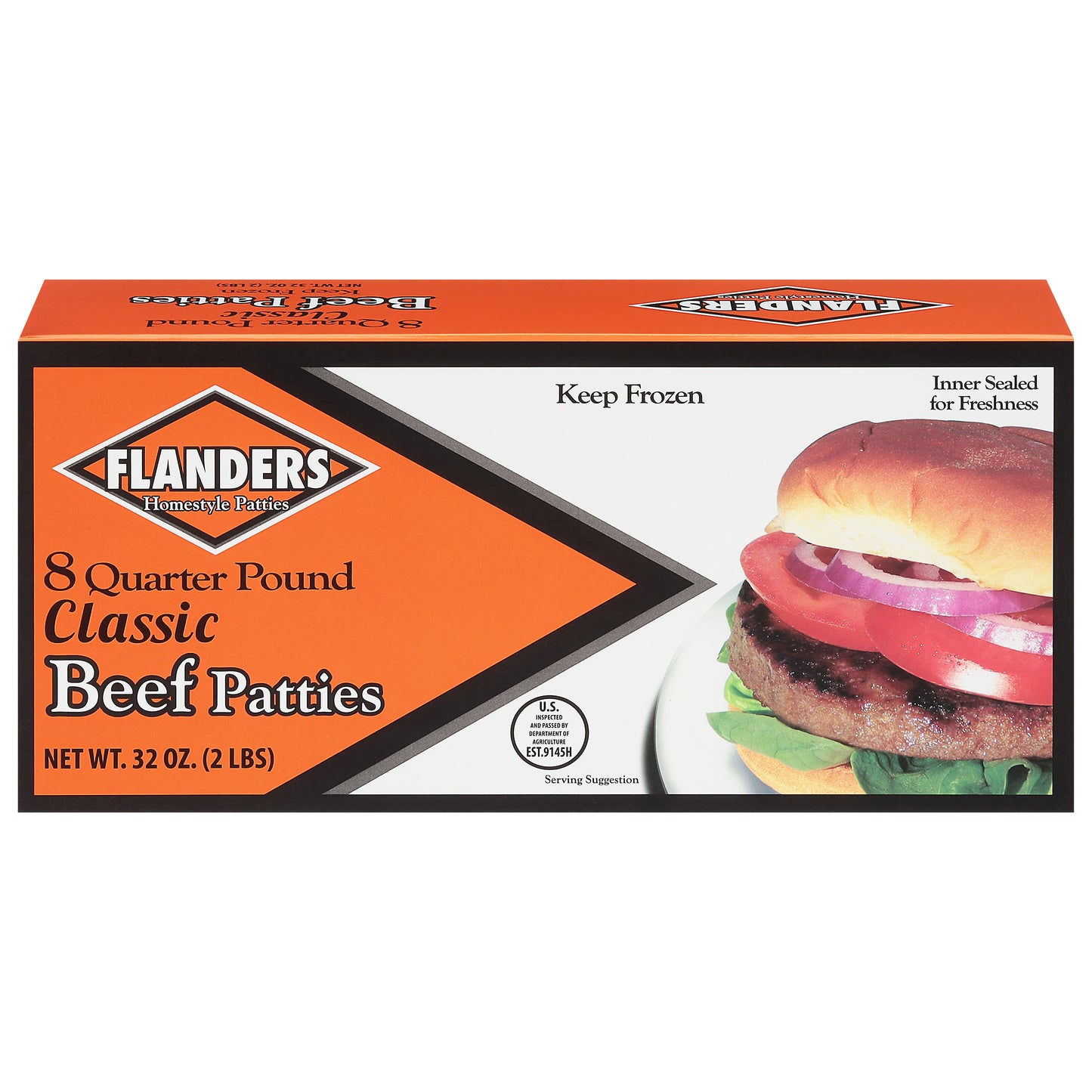Flanders Classic Quarter Pound Beef Patties 8 ea