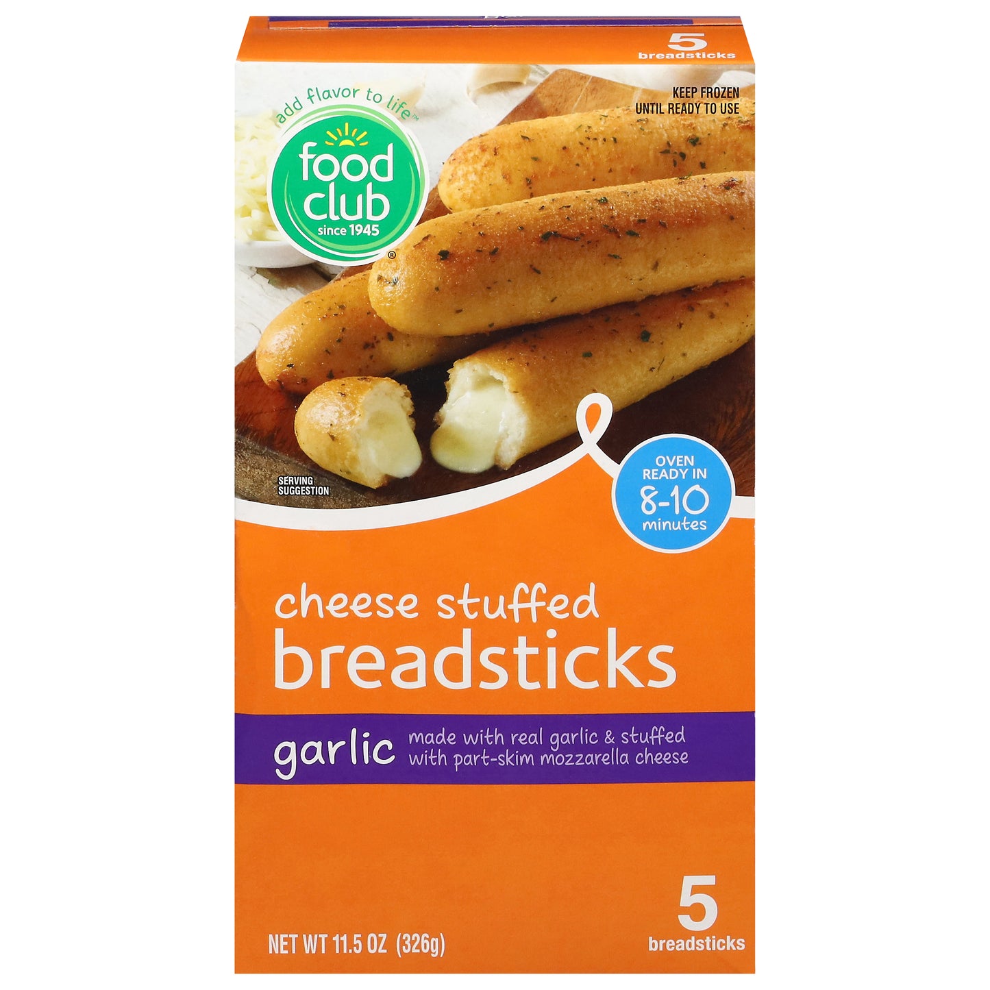 Food Club Cheese Stuffed Garlic Breadsticks 5 ea