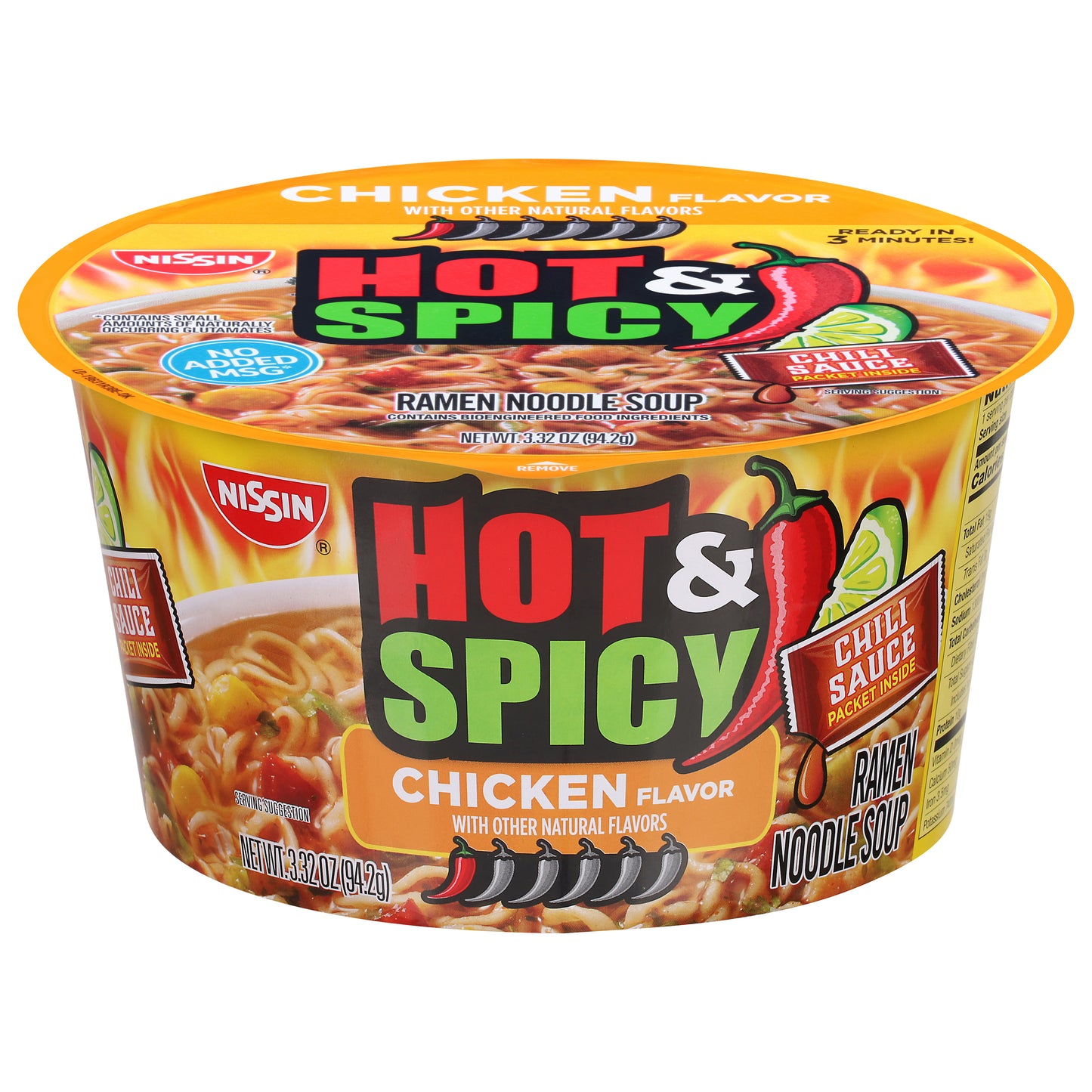 Nissin Hot & Spicy Chicken Flavor Ramen Noodle Soup 3.32 oz