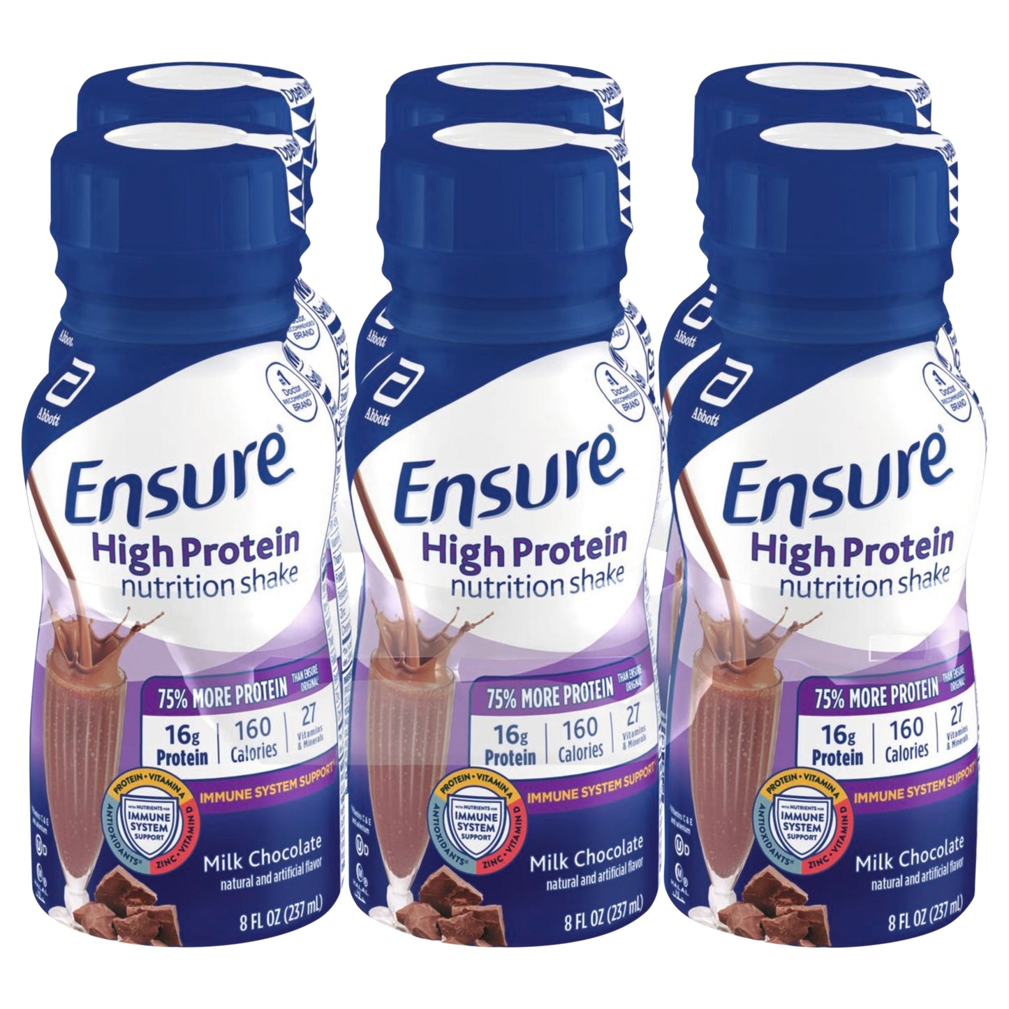 Ensure High Protein Nutrition Shake Milk Chocolate Ready-to-Drink 6-8 fl oz Bottles