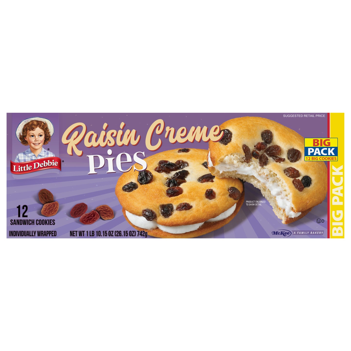 Snack Cakes, Little Debbie Big Pack Raisin Creme Pies