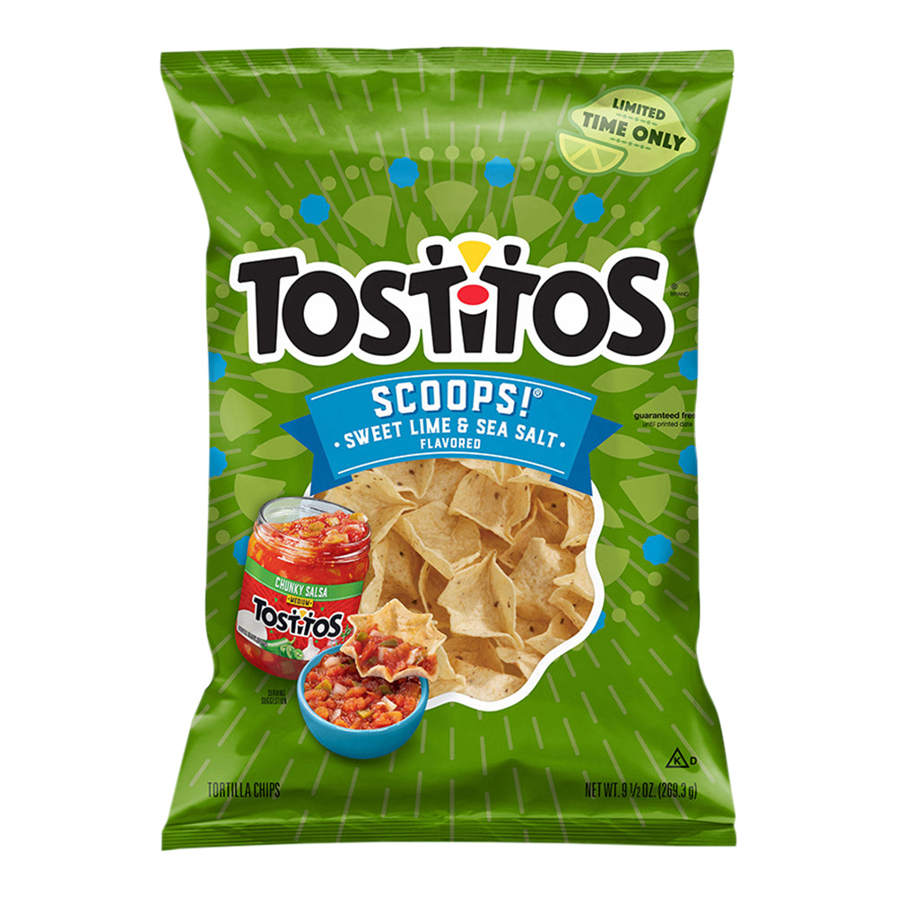 Tostitos Scoops! Tortilla Chips Sweet Lime & Sea Salt 9 1/2 Oz