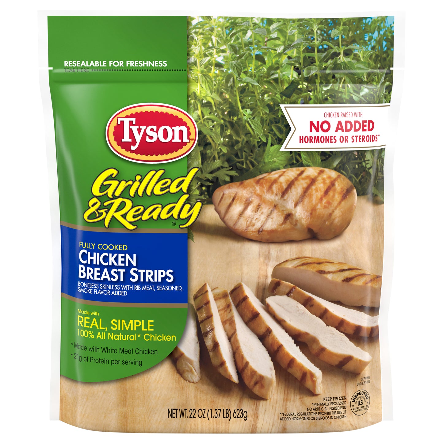 Tyson Grilled & Ready Fully Cooked Grilled Chicken Breast Strips, 22 oz. (Frozen)