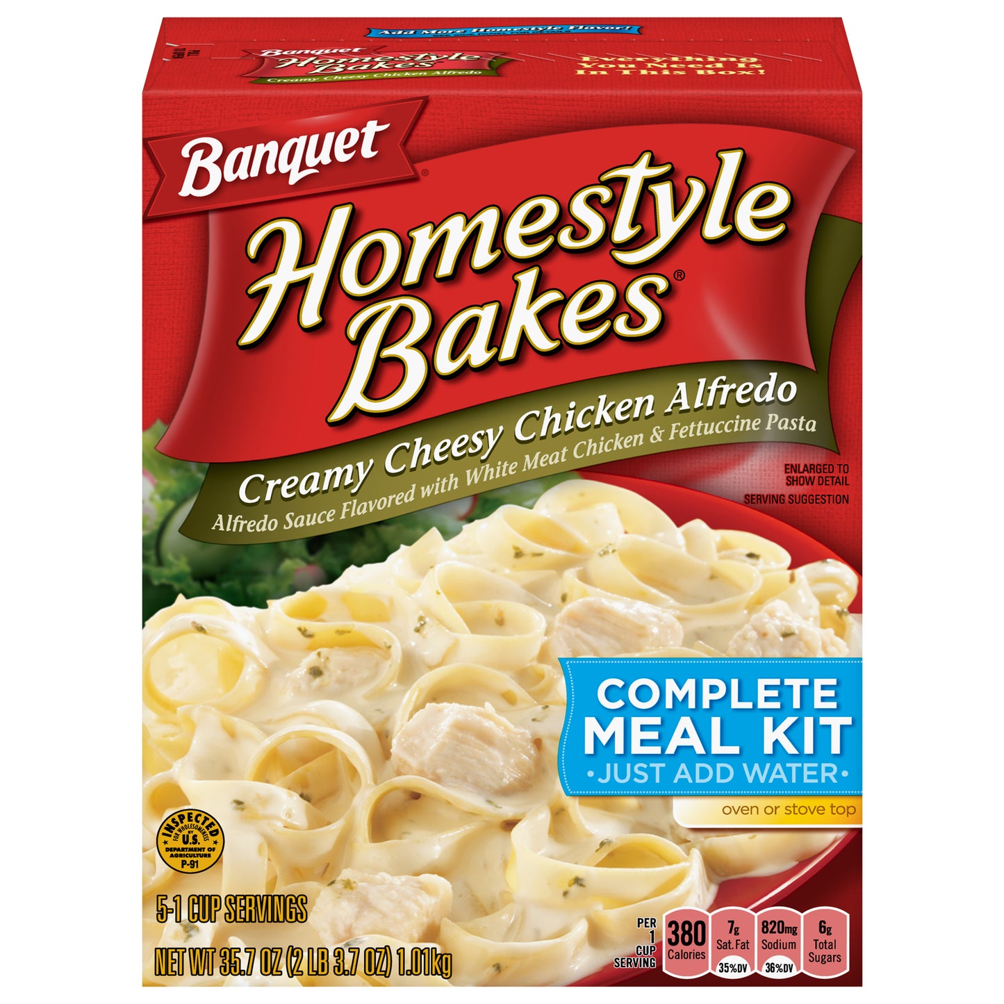 Banquet Homestyle Bakes Creamy Cheesy Chicken Alfredo, Meal Kit, 35.7 OZ