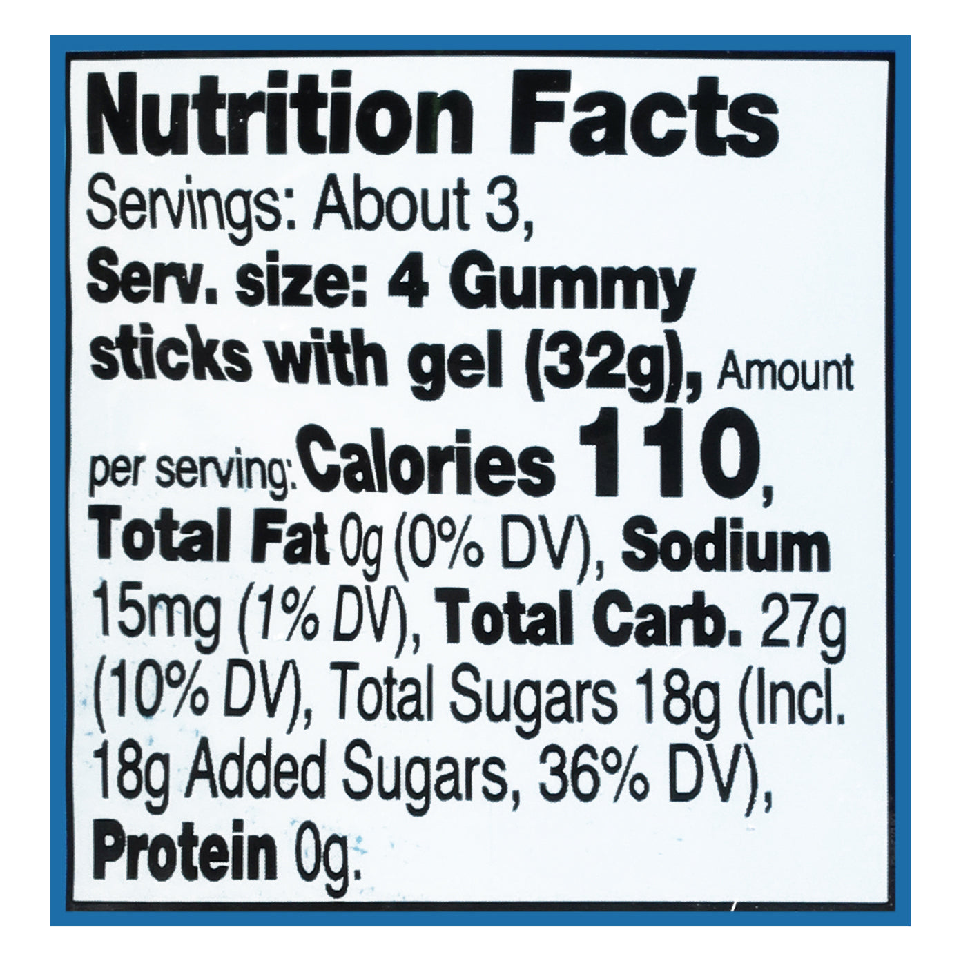 Juicy Drop Age 4+ Gummy Dip 'N Stix Blue Rebel Candy 3.4 oz