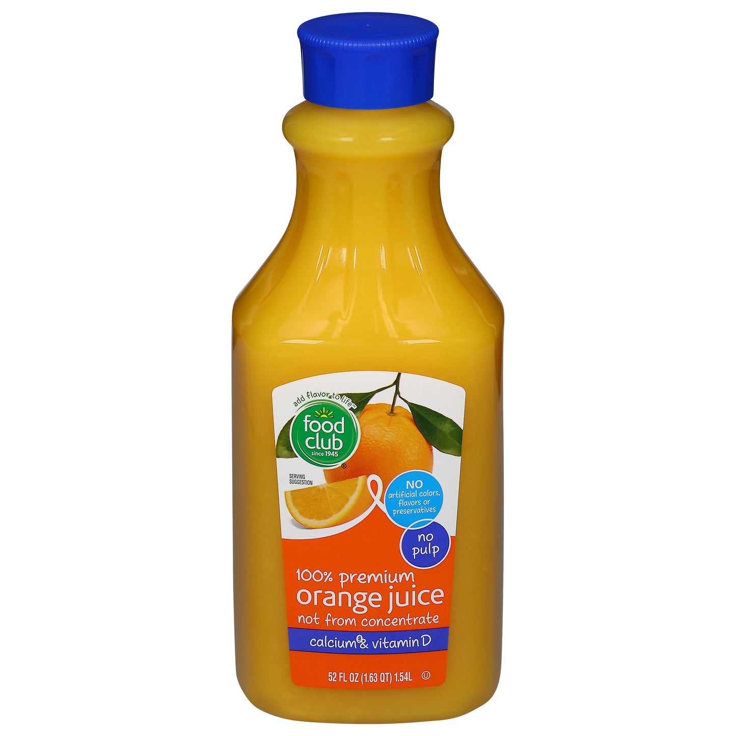 Food Club No Pulp 100% Premium Orange Juice 52 fl oz