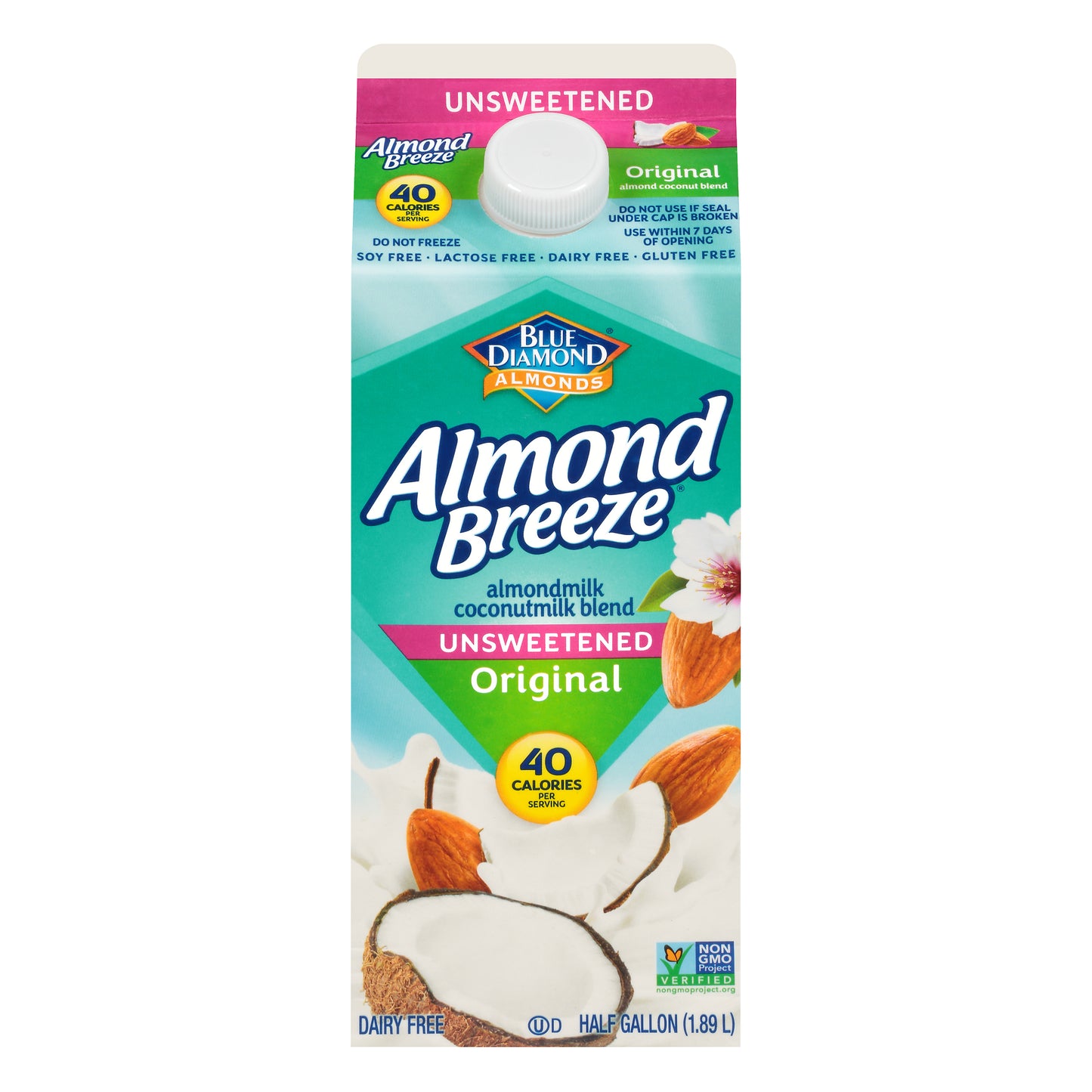 Blue Diamond® Almond Breeze® Unsweetened Original Almondmilk Coconutmilk Blend 0.5 gal. Carton