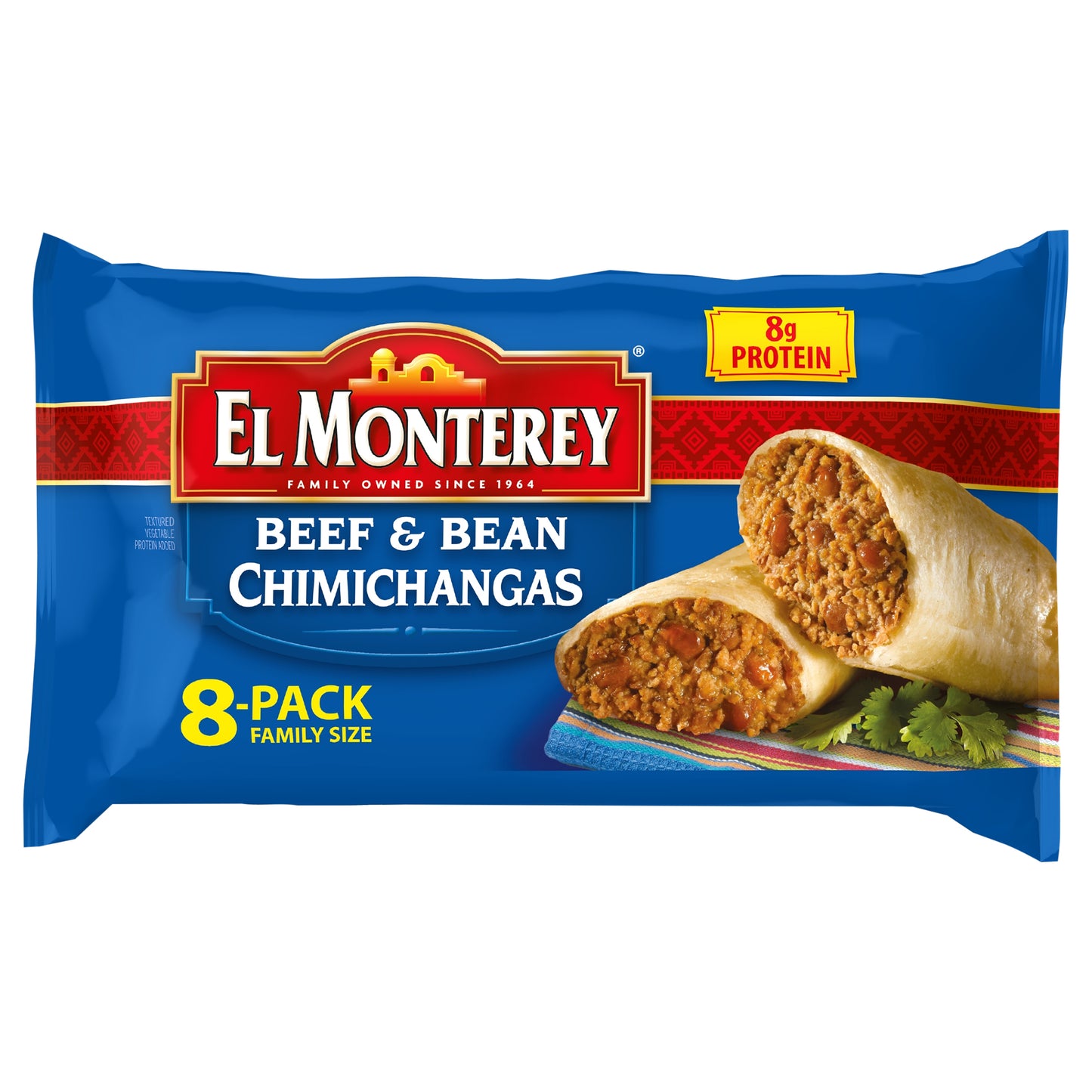 El Monterey Beef & Bean Chimichangas, 32 oz Family Size, 8 Ct (Frozen)