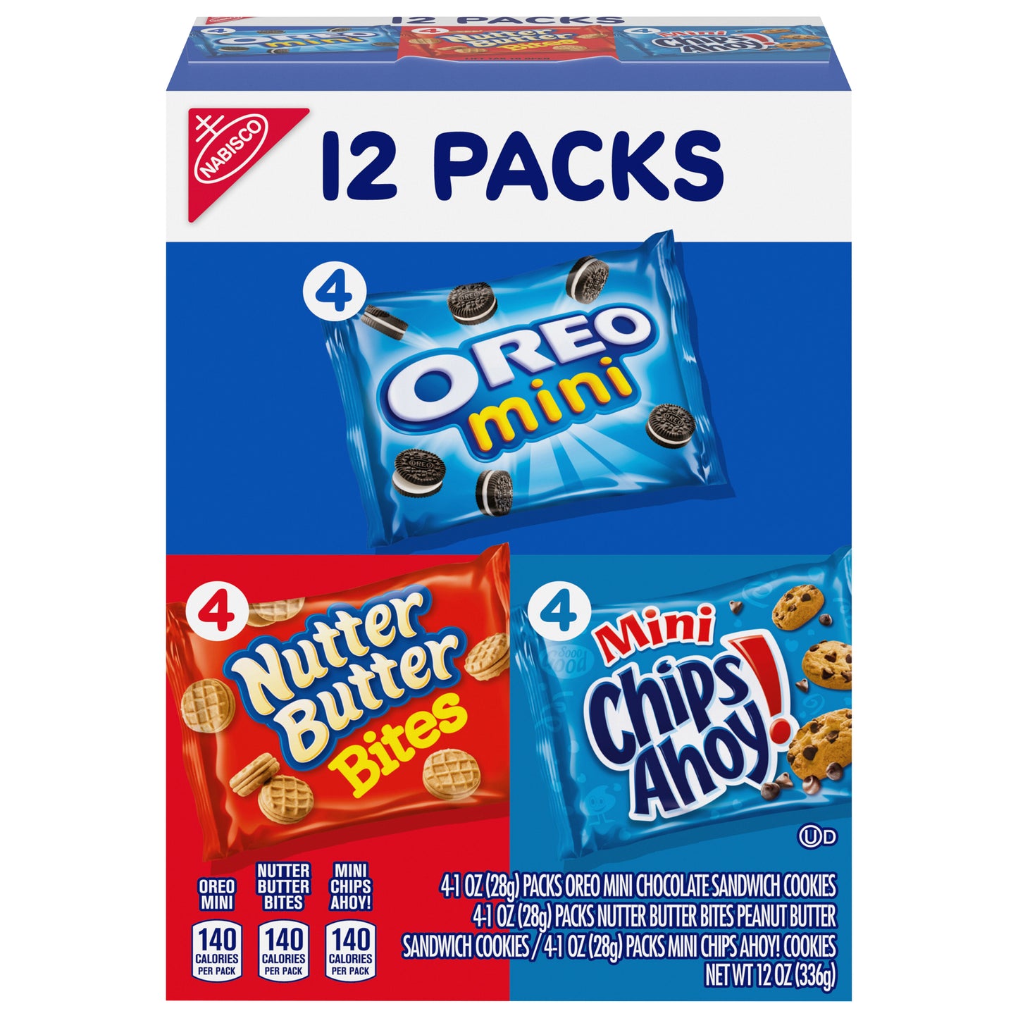Nabisco Cookie Variety Pack OREO Mini, Nutter Butter Bites, CHIPS AHOY! Mini, 12 Snack Packs