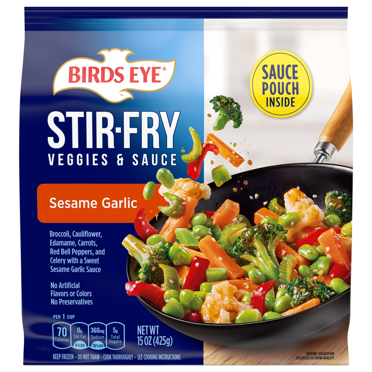 Birds Eye Sesame and Garlic Frozen Stir Fry Veggies and Sauce, Frozen Vegetables, 15 OZ Bag
