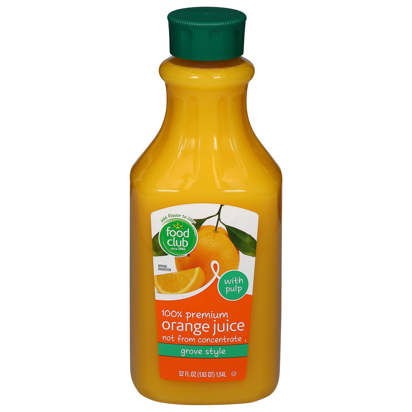 Food Club Grove Style 100% Premium Orange Juice with Pulp 52 fl oz