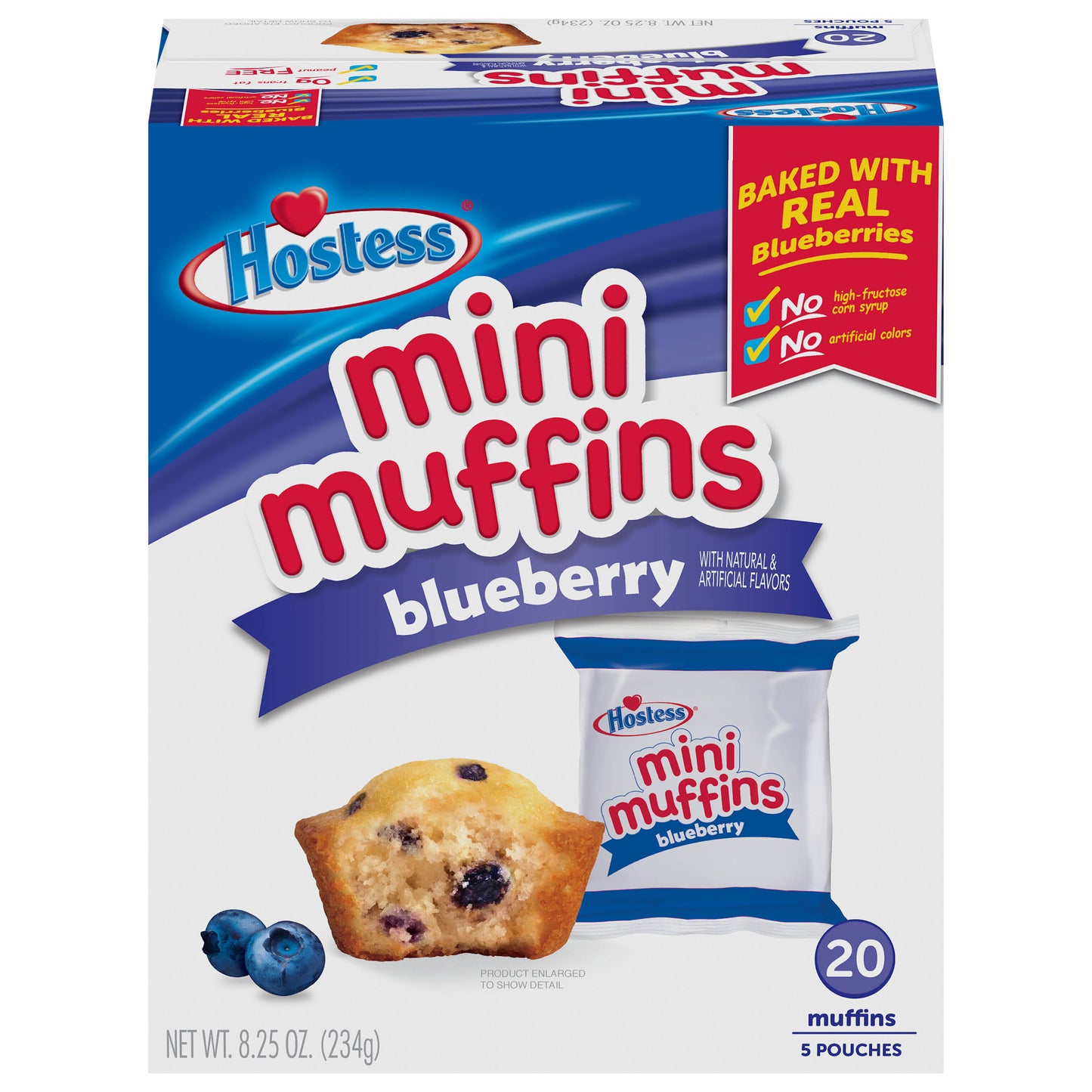 HOSTESS Blueberry Flavored Mini Muffins Pouches, 20 Count, 8.25 oz