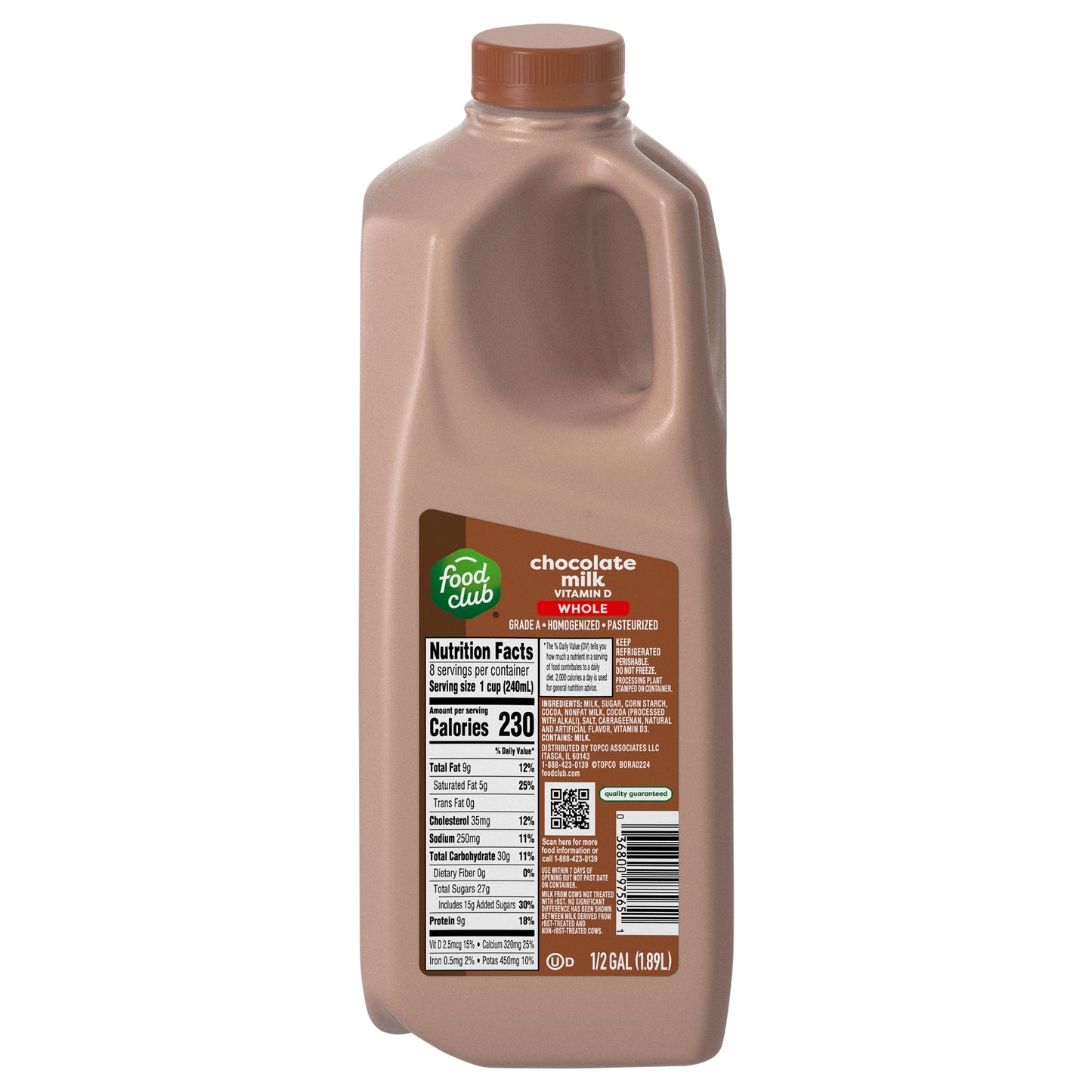 Food Club Whole Chocolate Milk 0.5 gal
