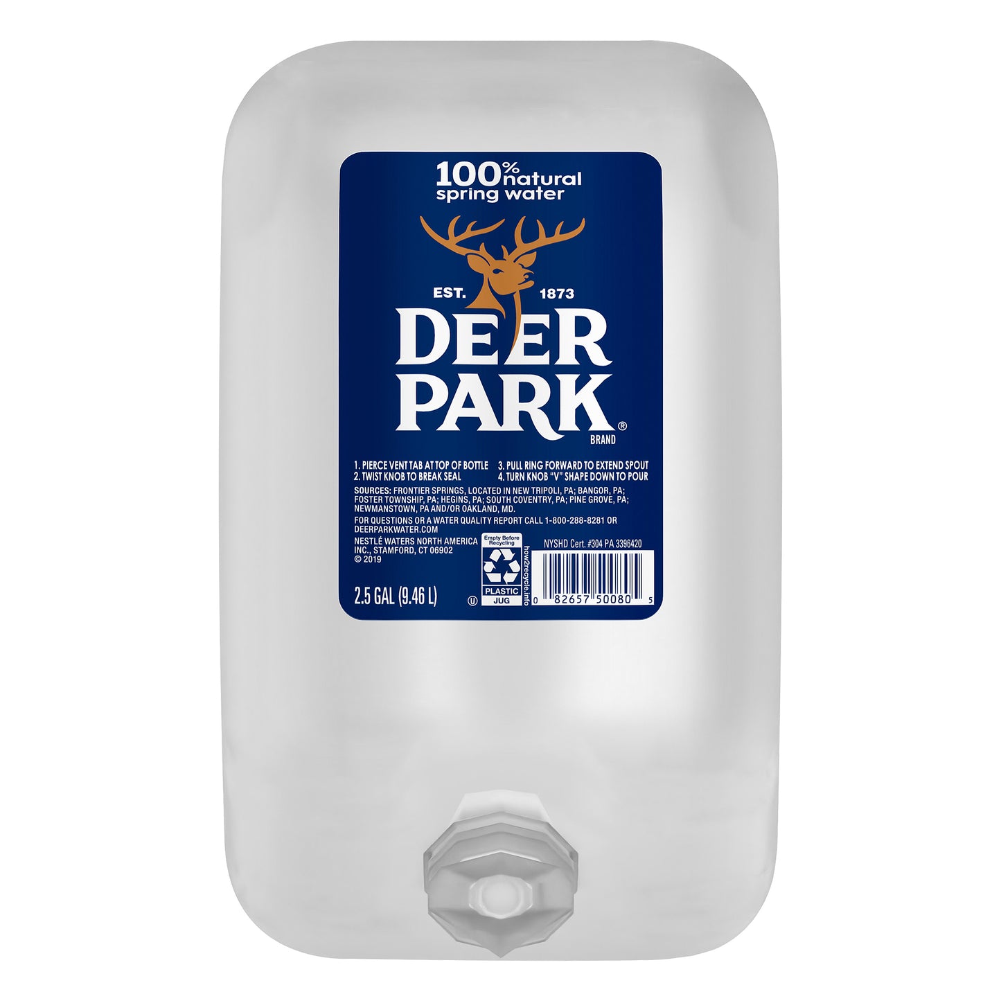Deer Park 100% Natural Spring Water 2.5 gl