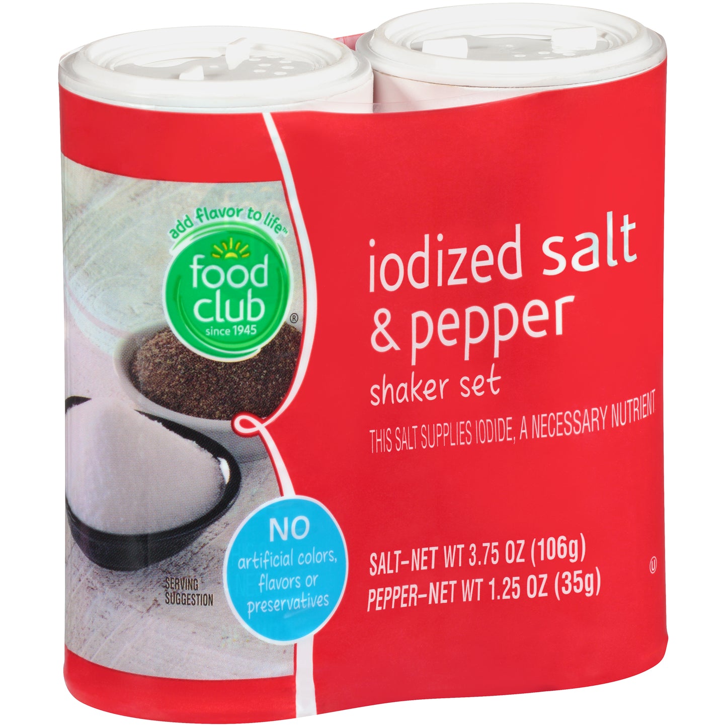 Iodized Salt & Pepper Shaker Set