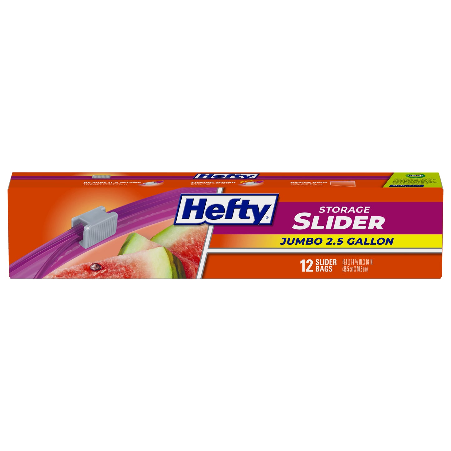 Hefty 2.5 Gallon Storage Slider Bags Jumbo 12 ea