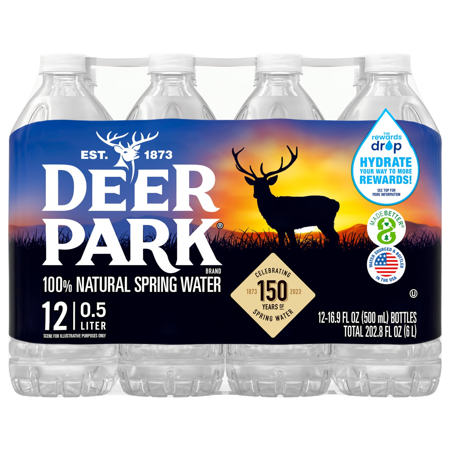 DEER PARK Brand 100% Natural Spring Water, 16.9-ounce plastic bottles (Pack of 12)