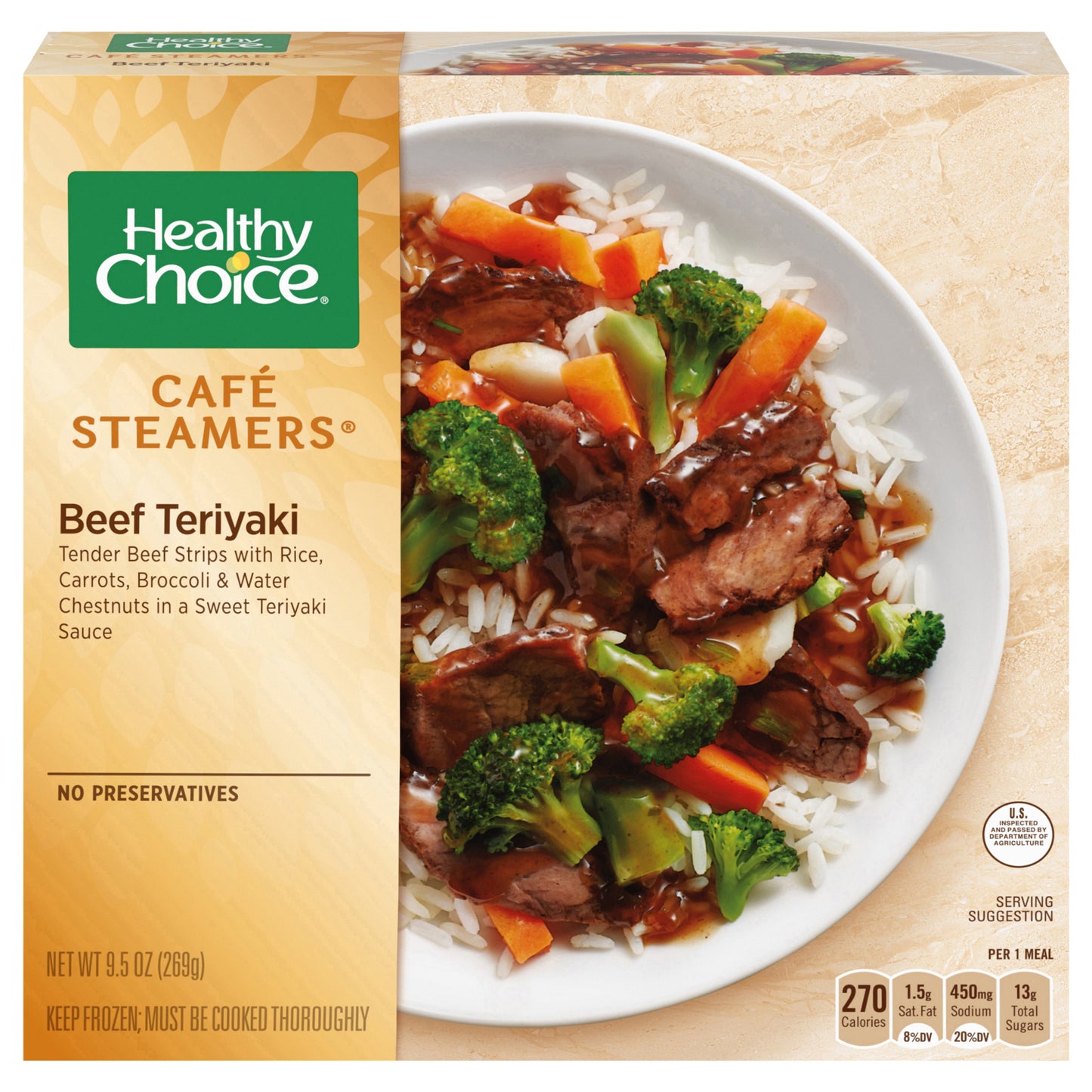 Healthy Choice Café Steamers Beef Teriyaki, Frozen Meal, 9.5 oz.