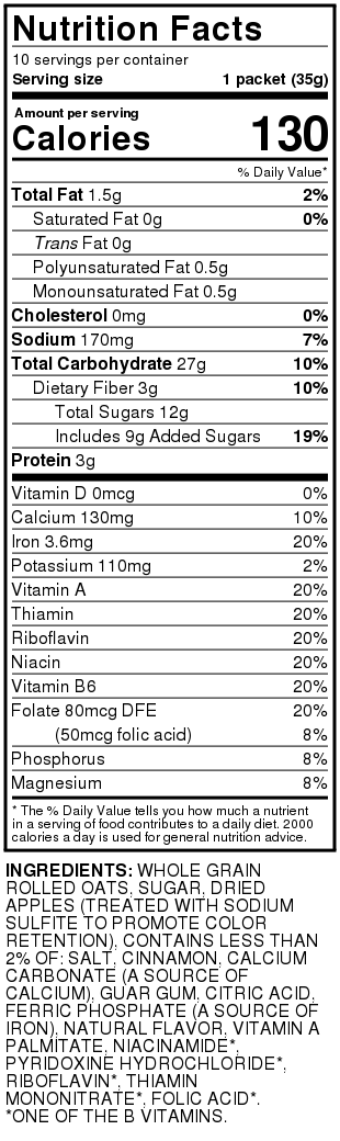Apples & Cinnamon Instant Oatmeal