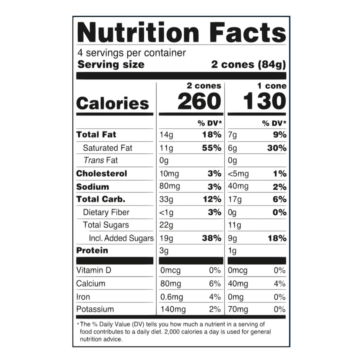 Blue Bunny Mini Swirls Vanilla Cones, Frozen Dessert, 8 Pack