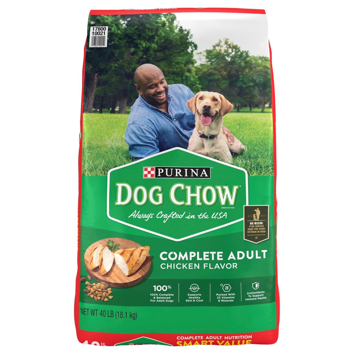 Purina Dog Chow Complete Adult Dry Dog Food Kibble With Chicken Flavor - 40 lb. Bag