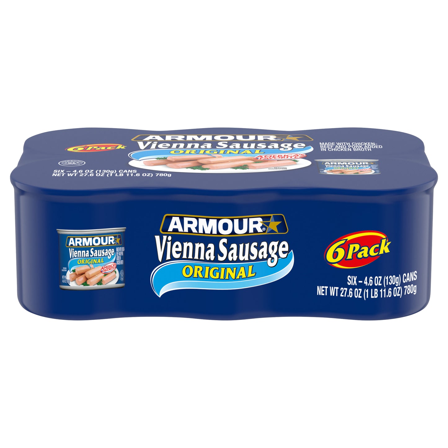 Armour Star Vienna Sausage, Original Flavor, Canned Sausage, 4.6 oz. (Pack of 6)