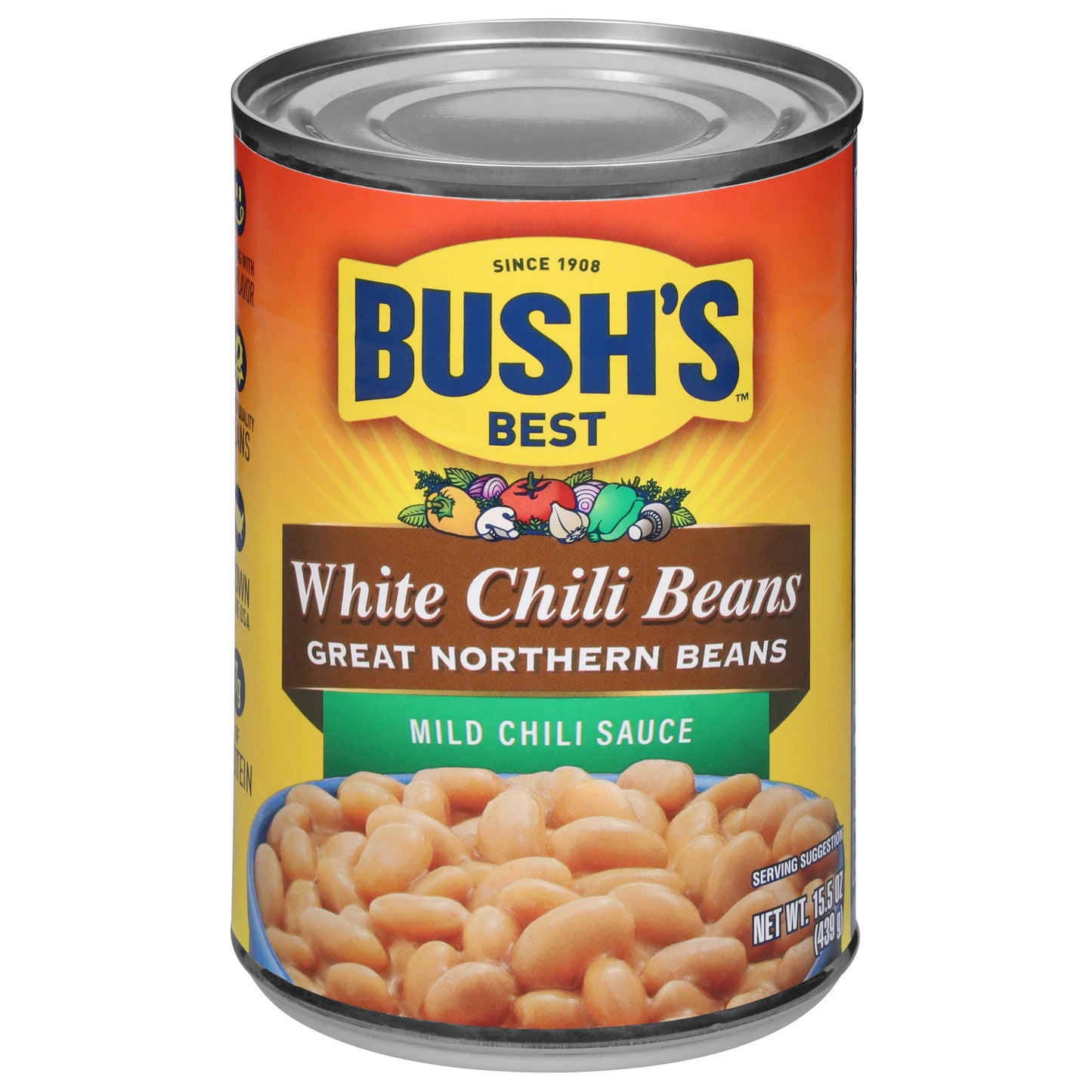 Bush's Best Great Northern Beans Mild Chili Sauce White Chili Beans 15.5 oz