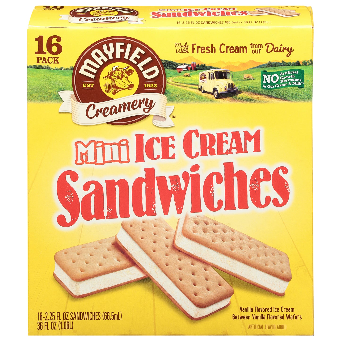 Mayfield Creamery Mini Vanilla Ice Cream Sandwiches 16 - 2.25 fl oz Packs