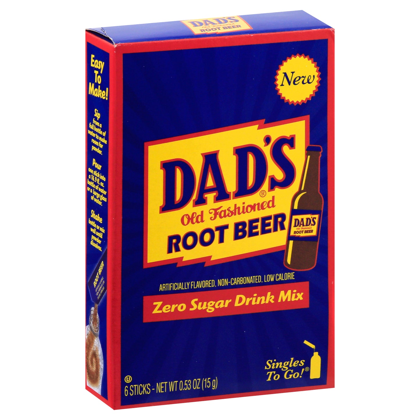 Dads Root Beer Old Fashioned Zero Sugar Singles To Go Root Beer Drink Mix 6 ea