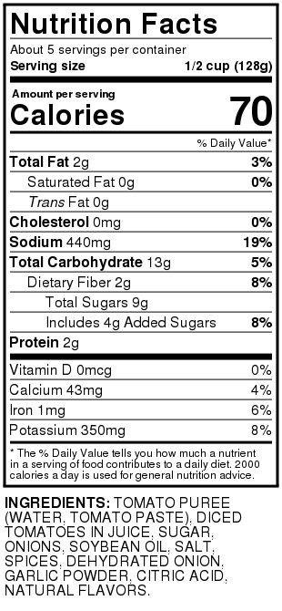 Tomato, Garlic & Onion Chunky Pasta Sauce
