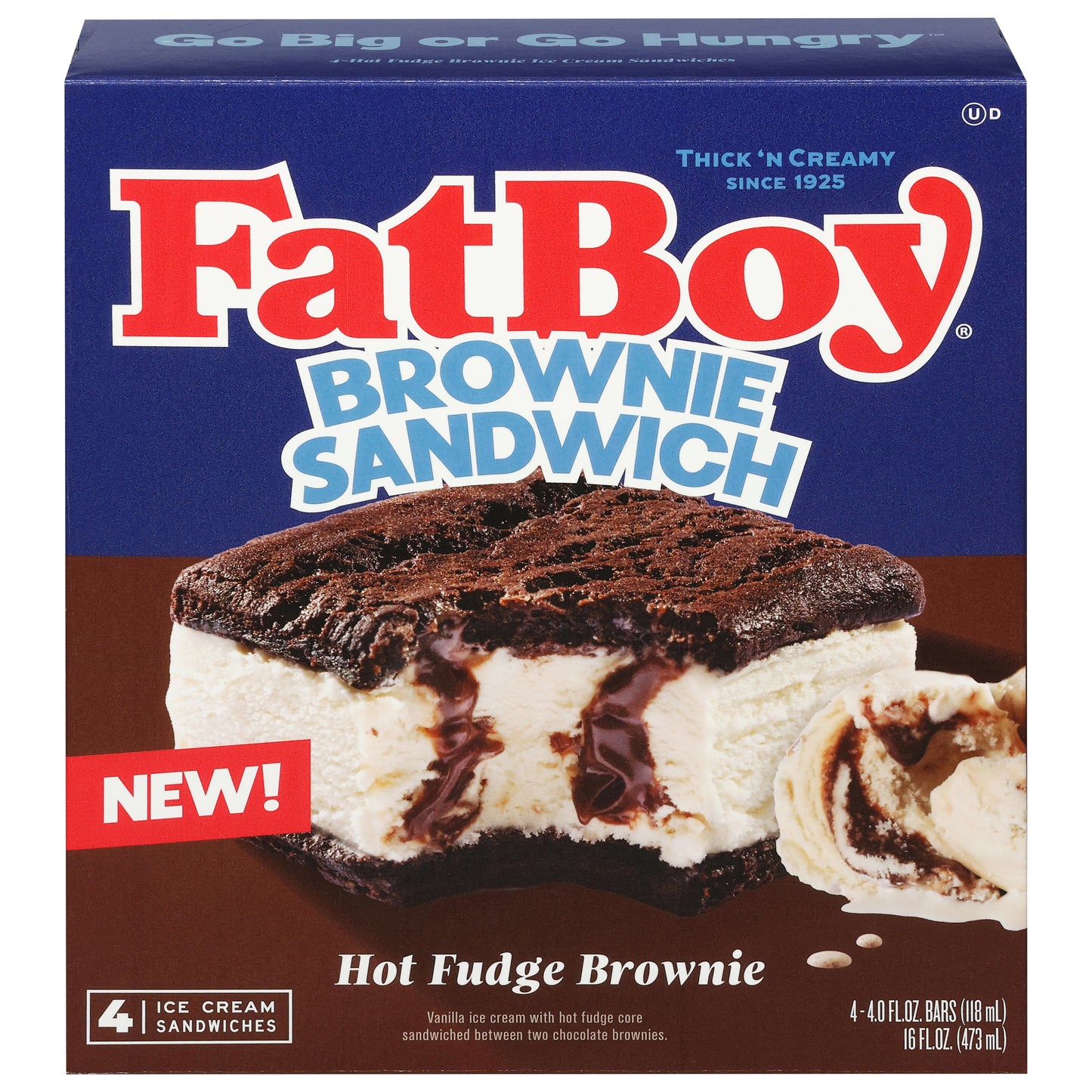 FatBoy Hot Fudge Brownie Ice Cream Sandwiches 4 - 4.0 fl oz Bars