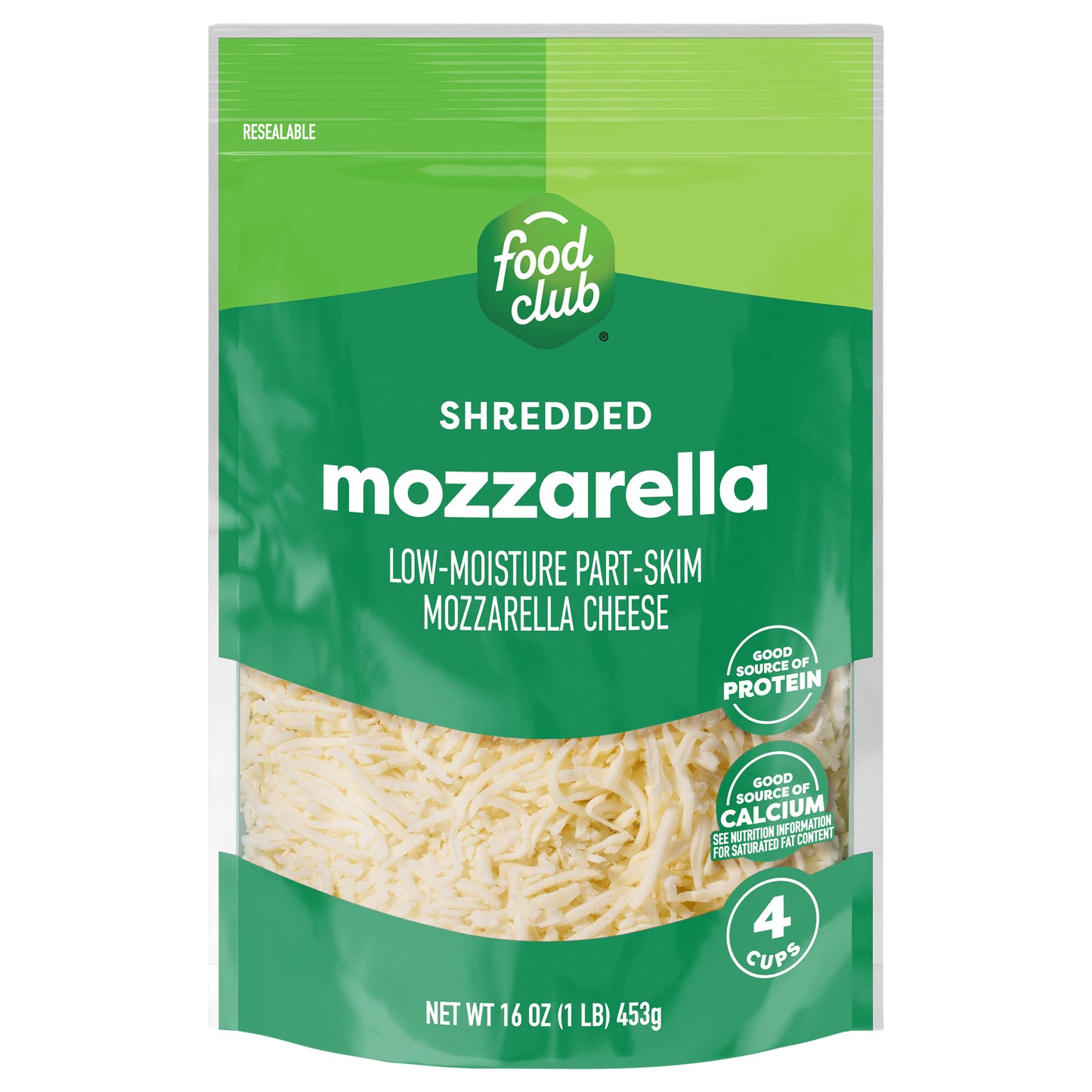 Food Club Part-Skim Low-Moisture Mozzarella Shredded Cheese 16 oz