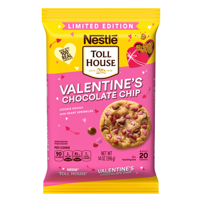 TOLL HOUSE Valentine Chocolate Chip Refrigerated Cookie Dough Bar 14 Ounce Bag