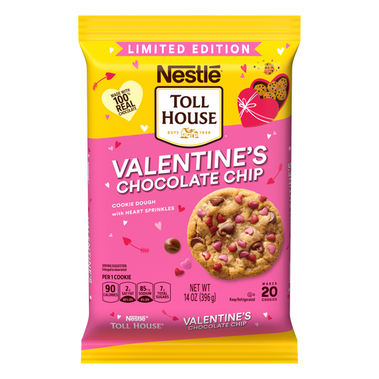 TOLL HOUSE Valentine Chocolate Chip Refrigerated Cookie Dough Bar 14 Ounce Bag
