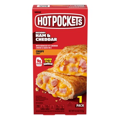 Hot Pockets Crispy Crust Hickory Ham and Cheddar Frozen Sandwich 4.5 oz 1 pk Box