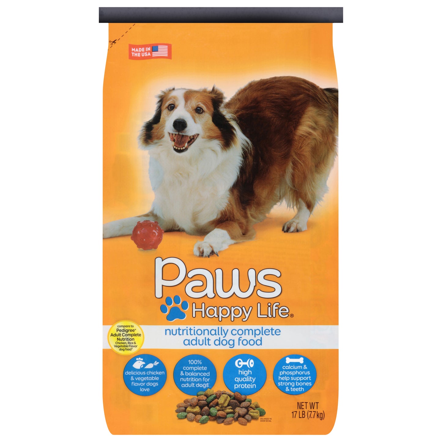 Paws Happy Life Adult Nutritionally Complete Delicious Chicken & Vegetable Flavor Dog Food 17 lb