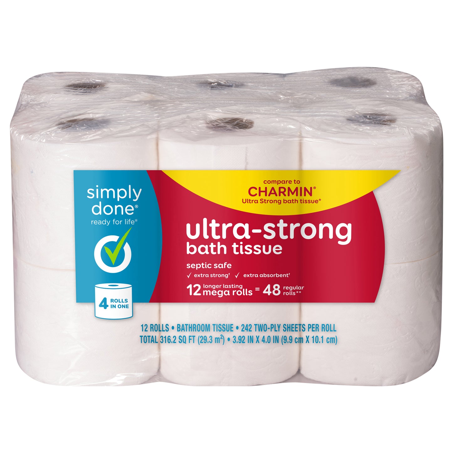 Simply Done Ultra-Strong Mega 2 Ply Bath Tissue Mega Rolls 12 ea