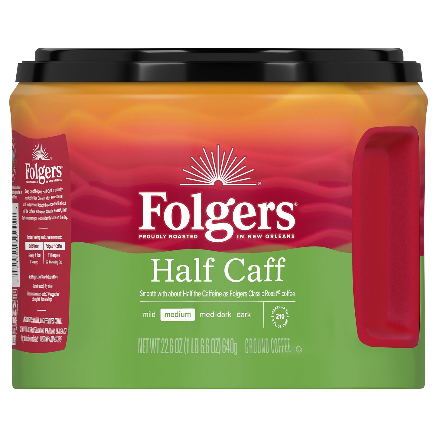 Folgers Half Caff Ground Coffee, Medium Roast