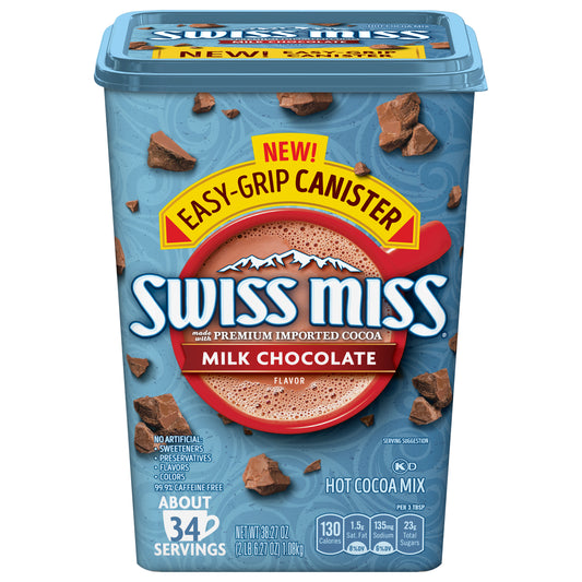Swiss Miss Milk Chocolate Flavored Hot Cocoa Mix, 38.27 OZ Square Canister